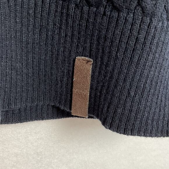 Kigili Mens Pullover Cable Knit V Neck Sweater Wool Cotton Blend Navy Medium - Picture 5 of 12